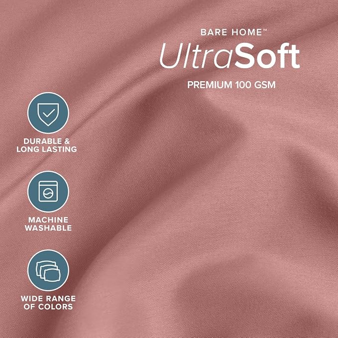 Bare Home Sheet Set - 1800 Ultra-Soft (Split Head Flex King, Dusty Rose) | Deep Pockets 6 to 15 Inches, Breathable, Hypoallergenic, Hotel Luxury, Easy Fit, Soft, All-Season