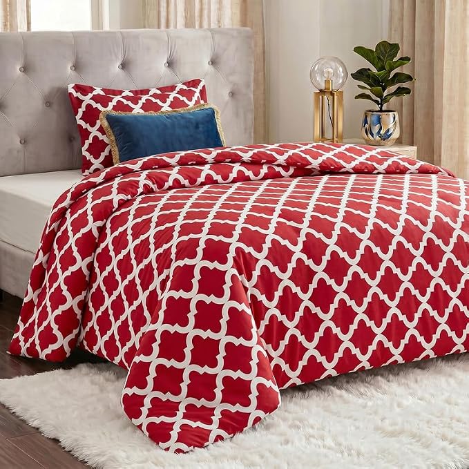 Utopia Bedding 2 Pc Twin Comforter Set, Printed Comforter, Red | Comforter Set Includes Comforter (64x88) Inches, 1 Sham (20x26) Inches. Soft Microfiber Down Alternative, Machine Washable.