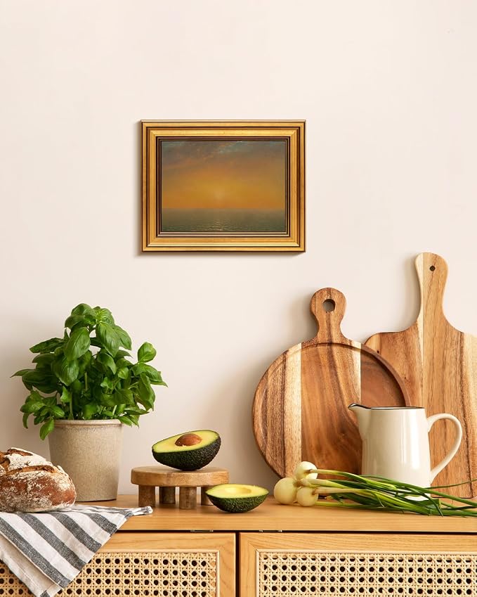 VIYYIEA Vintage Gold Framed Wall Art for Living Room, Landscape Canvas Prints Home Decor, Oil Painting Picture, Bedroom Wall Decor Gifts for Friends or Family -【Afterglow】-(10L x 8W)