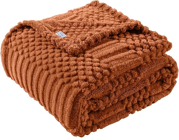 Rust Throw Blanket - Soft & Fluffy Fleece, Cute & Aesthetic, Perfect for Sofa, Couch, Chair, Bed, Living Room & Bedroom, All-Season Use, Plush & Cozy Decorative Blanket