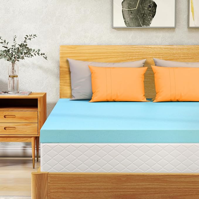 VALUXE Twin XL Mattress Topper 3 Inch Cooling Gel Memory Foam | CertiPUR-US Certified Topper & Pad for Back Pain Relief, Soft Breathable Bedding with Pressure Relief (Blue)