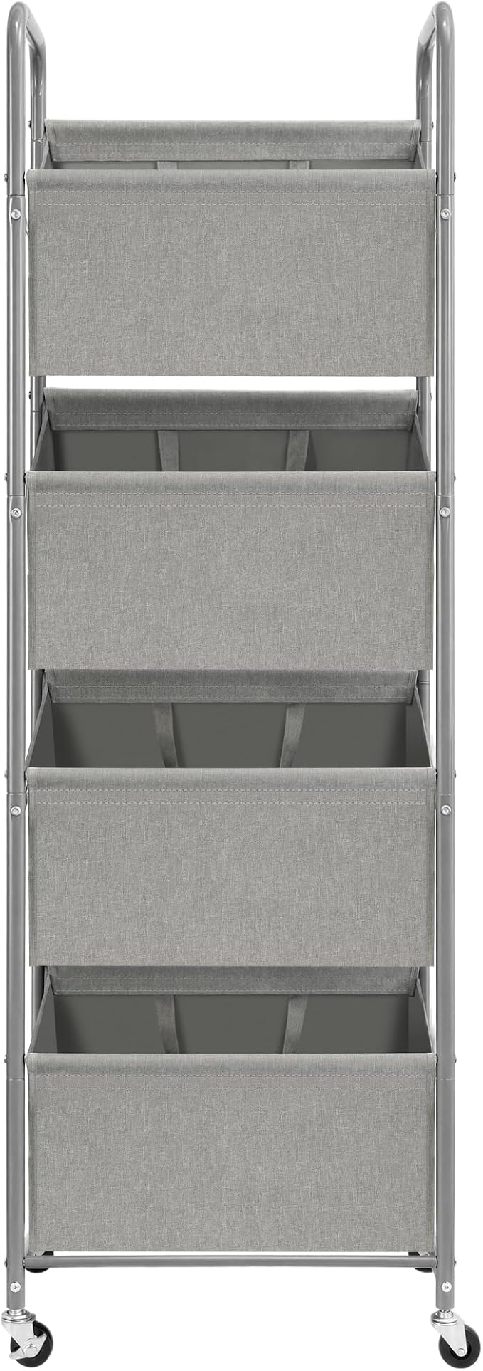 STO STO 4-Tier Vertical Rolling Laundry Hamper, Removable Bags, Gray Faric | 160L Capacity, Space-Saving Vertical Design, Rust-Resistant Steel Frame, Lockable Wheels, Ideal for Apartments & Small Spaces