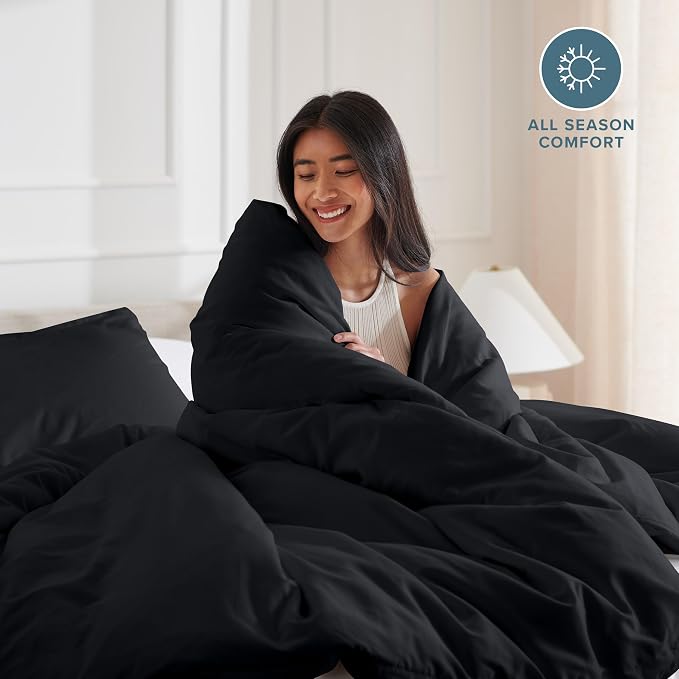 Bare Home Duvet Cover Set 1800 Ultra-Soft (Twin/Twin XL, Black) | Lightweight, Cooling, Breathable, Premium 1800 Ultra-Soft, All-Season