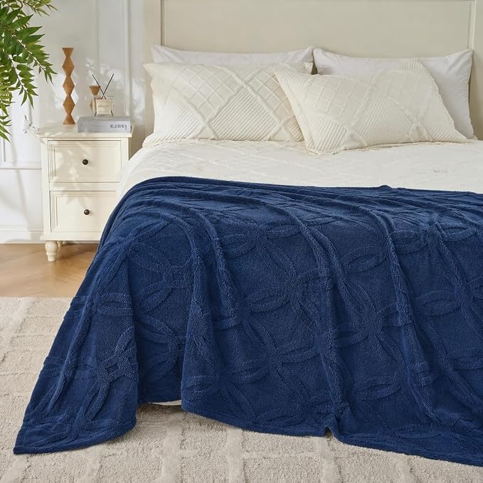 Navy Throw Blanket - Soft & Fluffy Fleece, Cute & Aesthetic, Perfect for Sofa, Couch, Chair, Bed, Living Room & Bedroom, All-Season Use, Plush & Cozy Decorative 50x60 Inch Blanket