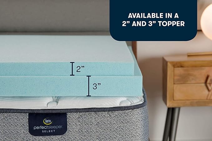 Serta ThermaGel 2-Inch Gel Memory Foam Mattress Topper, King | 2 inch king gel memory foam mattress topper, ThermaGel cooling, pressure relief, CertiPUR-US, made in USA