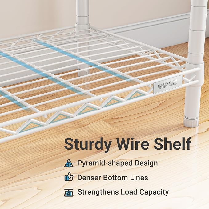 VIPEK V5 Heavy Duty Clothes Rack, Freestanding Modular Closet System, White | 890 lbs Load, 4 x 23.6 in hanging rods, 8 x shelves (2 adjustable), Supports expansion with accessories