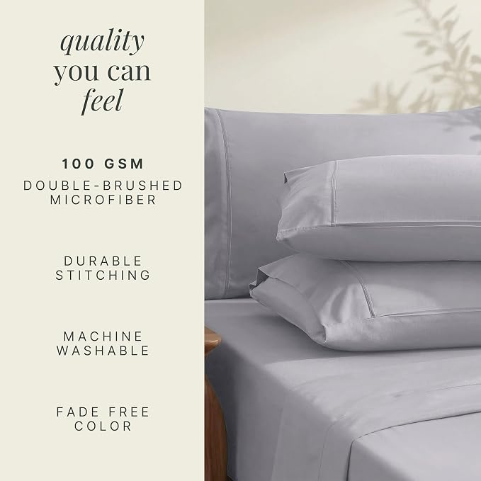 Hearth & Harbor Extra Deep Pocket Sheets - Fits Mattress 18-24 Inches Deep - Extra Deep Pocket California King Size - 6 Piece Cal King Sheets - Cal King, Light Lavender