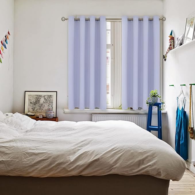 BGment Short Curtains for Small Window 45 Inch Long - Lavander 2 Panels | Grommet Top, Light-Blocking, Sunblock, Thermal Insulated, Window Drapes for Kids Boys Room, 52x45 Inch
