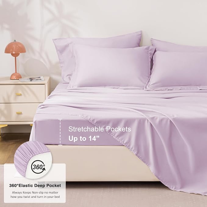 Love's cabin Twin XL Comforter Set Light Purple, 5 Pieces Twin XL Bed in a Bag, All Season Bedding Sets with 1 Comforter, 1 Flat Sheet, 1 Fitted Sheet, 1 Pillowcase and 1 Pillow Sham