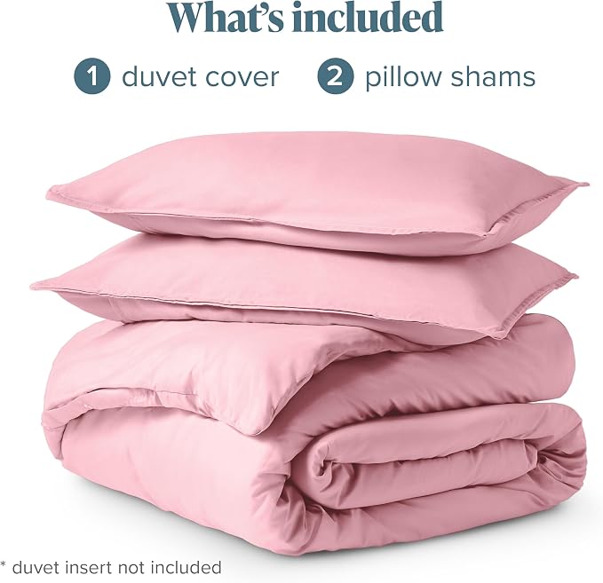Bare Home Duvet Cover Set 1800 Ultra-Soft (Queen, Light Pink) | Lightweight, Cooling, Breathable, Premium 1800 Ultra-Soft, All-Season