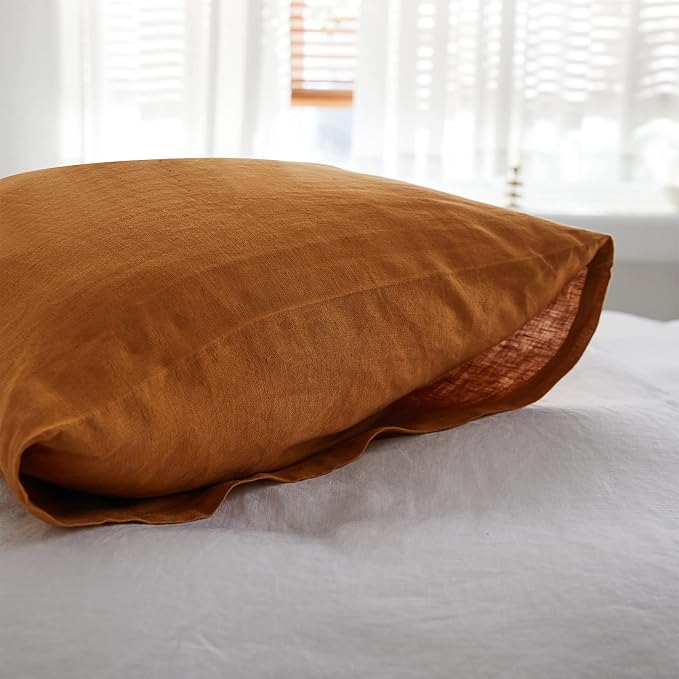 Simple&Opulence Body Pillow Cover 20" x 54",100% Pure Linen, Ultra Soft and Breathable, Body Pillowcase with Envelope Closure for Adults(Rust)