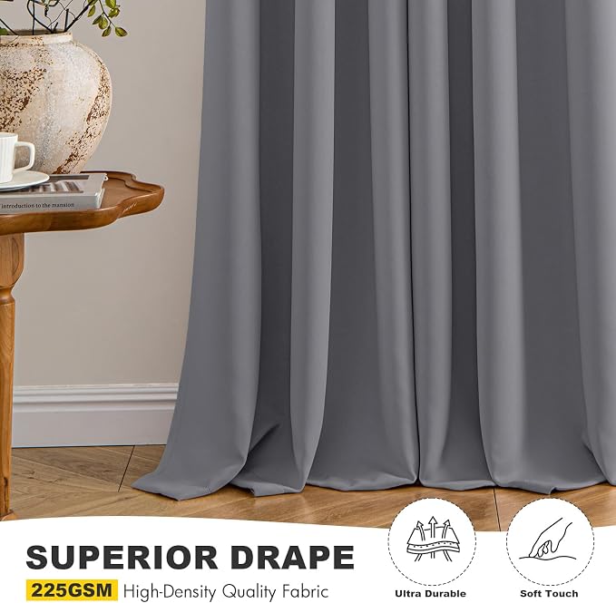 MIULEE Blackout Curtains for Bedroom 2 Panels 40 x 54 Inch Long Light Gray | Thermal Insulated, Living Room Darkening Grommet Drapes, Noise Reducing, Light Blocking Window Treatments