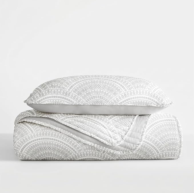 Merit Linens Soft Quilt Coverlet Bedding Set - Pattern/Solid Reversible - Twin/TwinXL Light Gray
