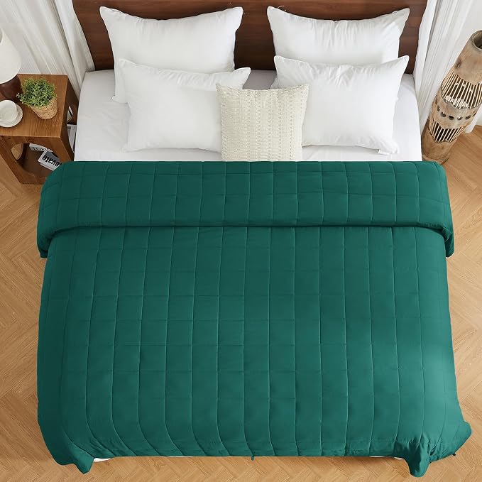 yescool Weighted Blanket for Adults (20 lbs, 88” x 104”, Dark Green) Cooling Heavy Blanket for Sleeping Perfect for 190-210 lbs, Queen Size Breathable Blanket with Premium Glass Bead, Machine Washable