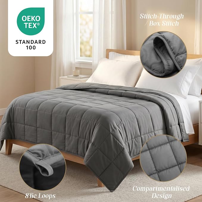 Smart Queen Weighted Blanket for Adults (25 lbs, 78"x85", King Size) Breathable Heavy Throw Blanket for 220-280 lbs, Soft Thick Blankets with Cooling Glass Beads, All Season, Machine Washable, Grey