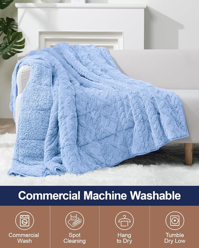 Ultra Soft Sherpa Weighted Blanket for Adults, 60"x80" 15lbs Heavy Blankets | Cozy Comfort for Relaxing Nights, Double-Sided Fluffy Sherpa & Fleece, Double Inner Layers-No Bead Bunching, Even Weight