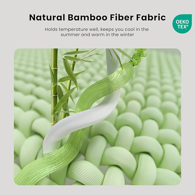 HOMRELEXA Bamboo Mattress Topper King Size 3 Inch, Cooling Gel & Bamboo Charcoal Memory Foam Mattress Topper for Back Pain Relief, Firm Dual-Layer Foam Bed Pad with Removable Cover