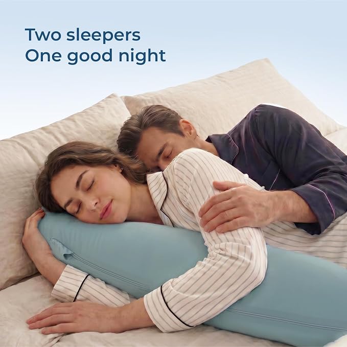 Momcozy J Shaped Pregnancy Pillow, Maternity Body Pillow for Side Sleepers | Cooling Body Pillow with Removable Cover for Head Neck Belly Support, Side Sleeper, Must-haves for Pregnant Women Blue