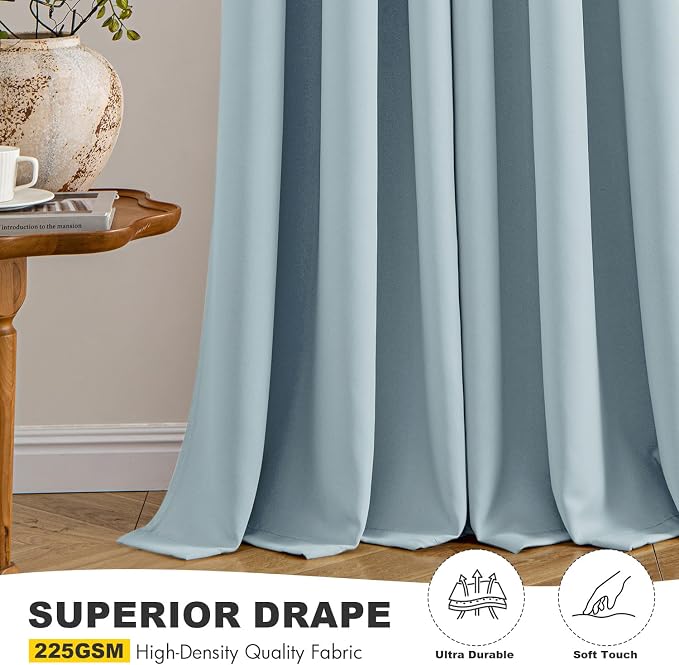 MIULEE Blackout Curtains for Bedroom 2 Panels 40 x 63 Inch Long Slate Blue | Thermal Insulated, Living Room Darkening Grommet Drapes, Noise Reducing, Light Blocking Window Treatments