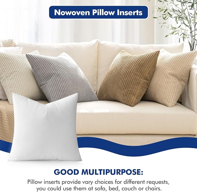 MIULEE Pillow Insert 27x27 Inch Decorative Square Throw Pillow Inserts | Premium Fluffy Pillow Forms Sham Stuffer for Sofa Couch Living Room