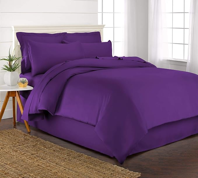 King Duvet Cover by Pure Bamboo, 3 Piece Set, Genuine 100% Organic Viscose Derived from Bamboo, Luxuriously Soft and Cooling, 2 Pillowcases (King, Purple)