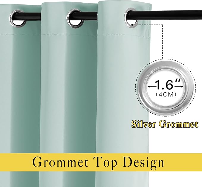 NICETOWN Aqua Blue Doorway Curtains 78 inches Long, Grommet Privacy Door Curtains Room Darkening Thermal Window Treatments for Bedroom/Living Room, 2 Panels, W52 x L78