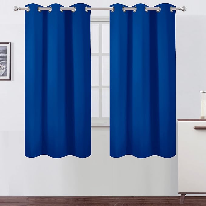 Royal Blue Thermal Blackout Curtains/42 x 72 Inch/Set of 2 Panels Room Darkening Curtains for Bedroom