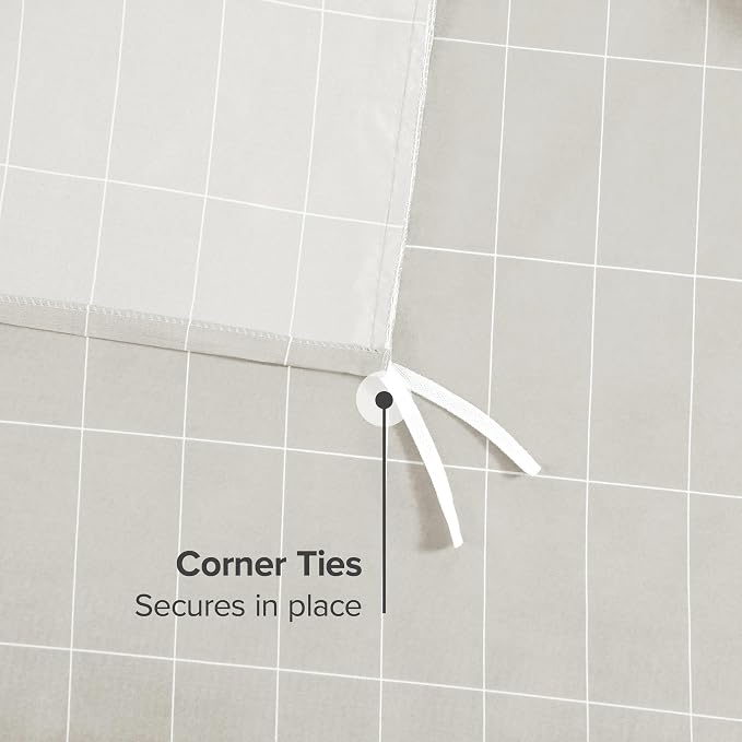 Bare Home Duvet Cover Set 1800 Ultra-Soft (Queen, Grid – Stone/White) | Lightweight, Cooling, Breathable, Premium 1800 Ultra-Soft, All-Season