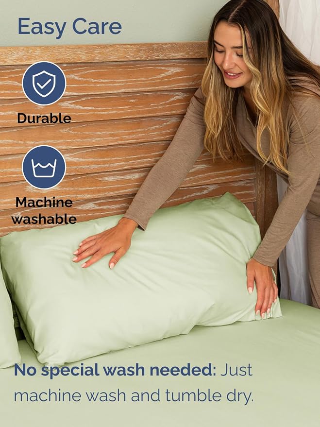 Extra Deep Full Sheet Set - 4 Piece Breathable & Cooling - Light Sage Green | Easily Fits 18 to 24 inch Mattress - Ultra Soft, Wrinkle & Fade Free with Extra Deep Pockets - Comfy Hotel Luxury Bedding