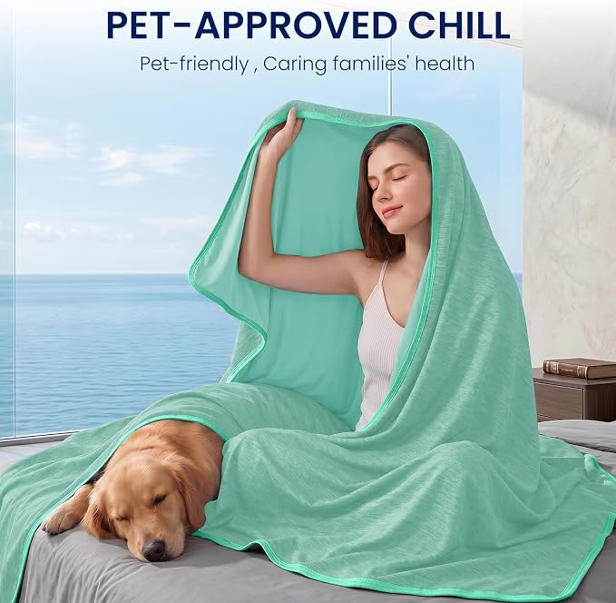 Topcee Cooling Blanket Throw 50"x70" for Hot Sleepers Summer Blanket | Absorbs Heat Cold Summer Blanket for Night Sweats & Menopause Q-Max>0.5 Lightweight Breathable Soft Double-Side Cooling