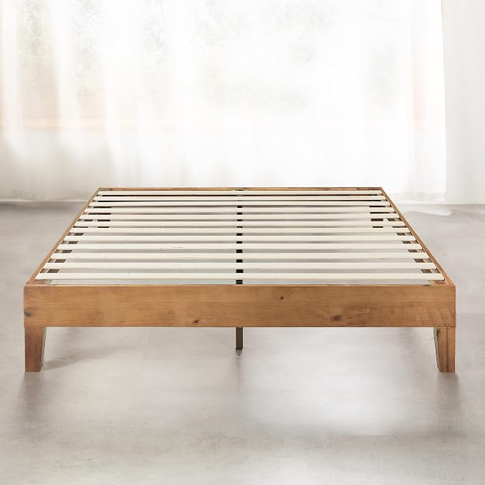 Mellow Naturalista Grand - 12 Inch Solid Wood Platform Bed with Wooden Slats - No Box Spring Needed - Full (Natural Pine)