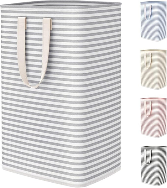 Lifewit 75L Large Collapsible Laundry Basket with Extended Handles, Grey | Foldable Laundry Hamper, Tall Dirty Clothes Basket, Waterproof, Freestanding Design for Bedroom, Bathroom, College Dorm