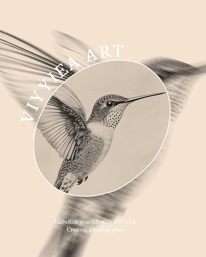 VIYYIEA Vintage Gold Framed Wall Art – Hummingbird Sketch, 8x10 IN | Cute yet exquisite, Affordable & High quality, Bathroom wall decor