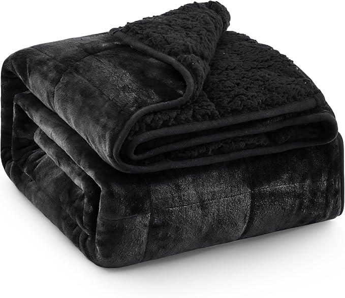 Ultra Soft Sherpa Weighted Blanket for Adults, 80"x87" 15lbs Heavy Blankets | Cozy Comfort for Relaxing Nights, Double-Sided Fluffy Sherpa & Fleece, Double Inner Layers-No Bead Bunching, Even Weight