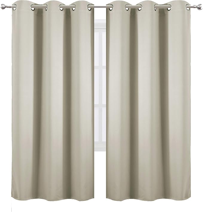 Light Beige Thermal Blackout Curtains/42 x 72 Inch/Set of 2 Panels Room Darkening Curtains for Bedroom