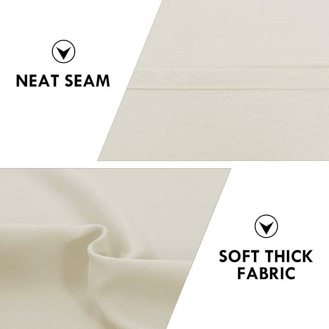 DWCN Wide Blackout Curtains for Bedroom 70 x 84 Inch Long Light Beige | 2 Panels Set, Room Darkening, Thermal Insulated, Light Blocking, Rod Pocket Drapes, Noise Reducing Window Treatment