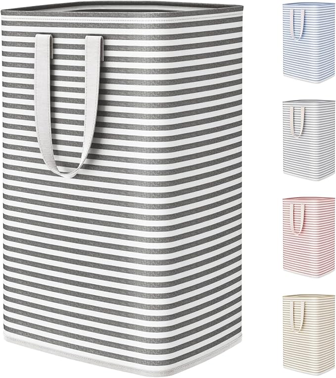 Lifewit 75L Large Collapsible Laundry Basket with Extended Handles, Black | Foldable Laundry Hamper, Tall Dirty Clothes Basket, Waterproof, Freestanding Design for Bedroom, Bathroom, College Dorm