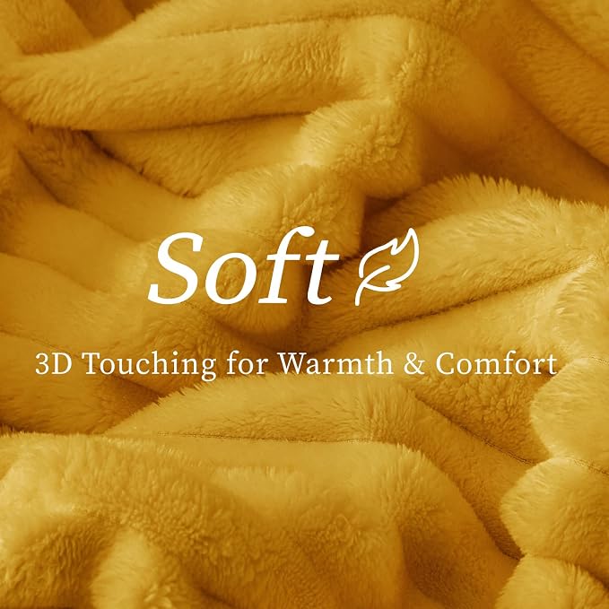 BEDELITE Ribbed Twin Blanket for Couch & Bed, Mustard Yellow, 60"x80" | Ultra-Soft Plush Fleece, Cozy, Warm Yet Lightweight, Ribbed Texture, Home Decor, Machine Washable, Giftable, All-Season Use