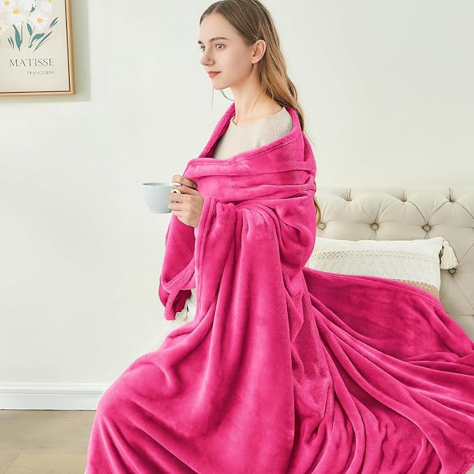 BEDELITE Fleece Blanket Soft Plush Throw for Couch Hot Pink 50"x70" | Ultra Soft Fleece, Plush Microfiber, Lightweight Warmth, All Season Comfort, Fade Resistant, Machine Washable, Couch Sofa Bed