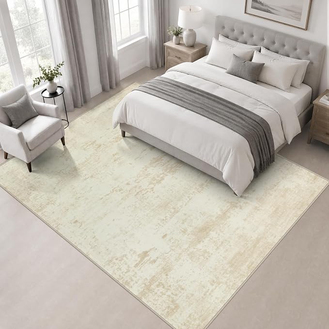 Area Rug Living Room: 6x6 Modern Washable Indoor Soft Carpet Beige | For Bedroom Dining Room Farmhouse Nursery Hallway Office,Modern Abstract,Machine washable,Non-Slip,Stain Resistant,Indoor
