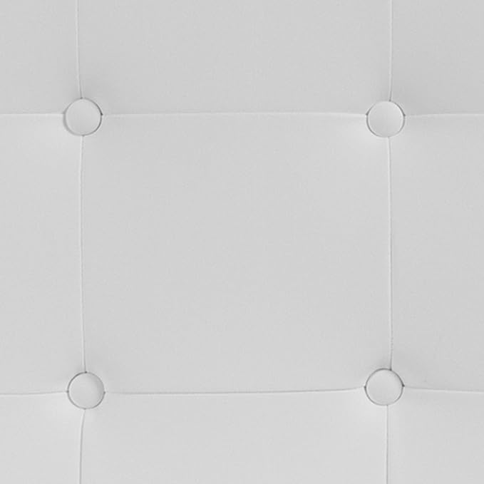 EMMA + OLIVER White Full Button Tufted Headboard | Adjustable Bed Rail Slots, Vinyl Upholstered