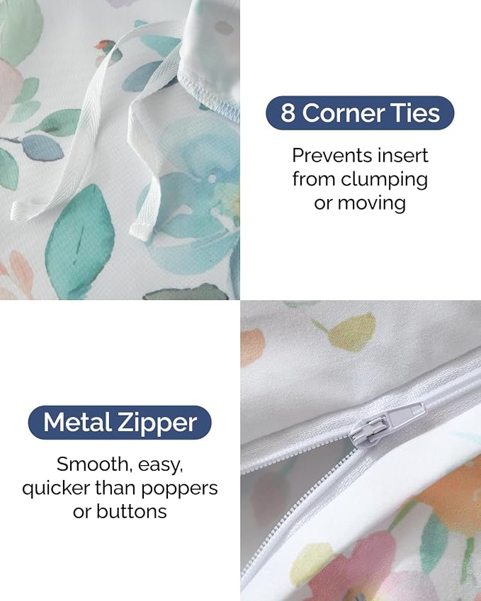 Duvet Cover Queen Size - Floral Duvet Cover - 3 Piece - Blush Rose | Soft Floral Duvet Cover 90 x 90 with 2 Pillow Shams, Zipper Closures & Ties, Floral Bedding for Women, Men, Kids & Teens