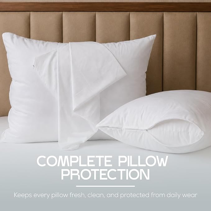 Utopia Bedding Premium 100% Waterproof Pillow Protectors with Zipper Queen Size (Set of 40), Bed Bug and Dust Mite Proof Zippered Pillow Covers, Pillow Encasement Cases, White