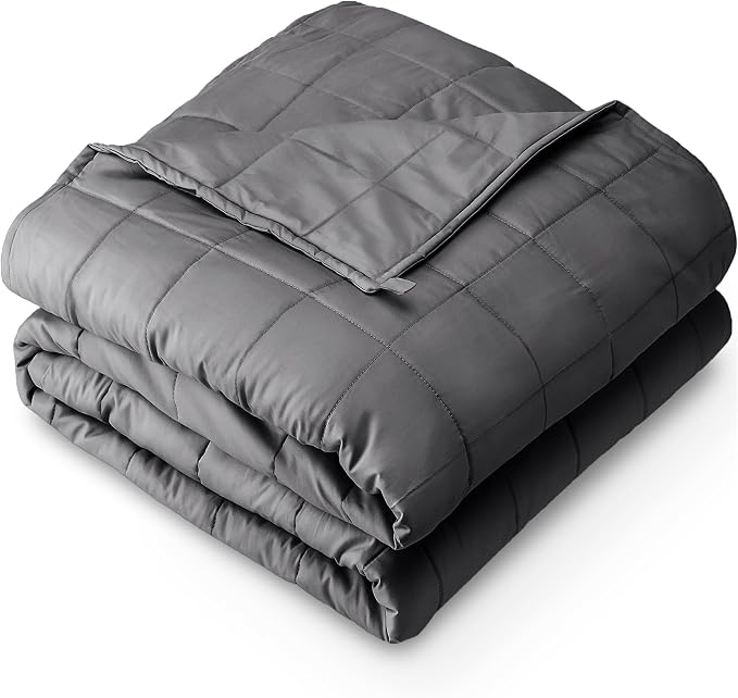 Bare Home Cotton Weighted Blanket (Grey, 60"x80" 20lbs) | Queen Size for Adults, All-Natural 100% Cotton, Premium Heavy Blanket Nontoxic Glass Beads
