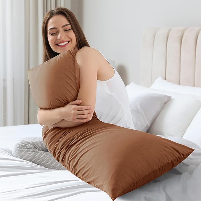 WhatsBedding Memory Foam Body Pillow with Cover, Long Bed Pillow for Adults | Breathable Zippered Cotton Cover,Long Pillow for Sleeping, Firm Pillow Fluffy Supportive for Side Sleepers