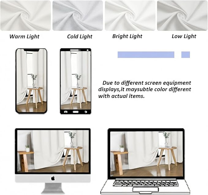 Simplebrand Ava Ivory Short Light Filtering Curtains for Bedroom 45 Inches Long 2 Panels Set, Solid Thermal Insulated, Energy Saving Window Treatment Curtains Light Filtering Drapes, W40 x L45 Inch