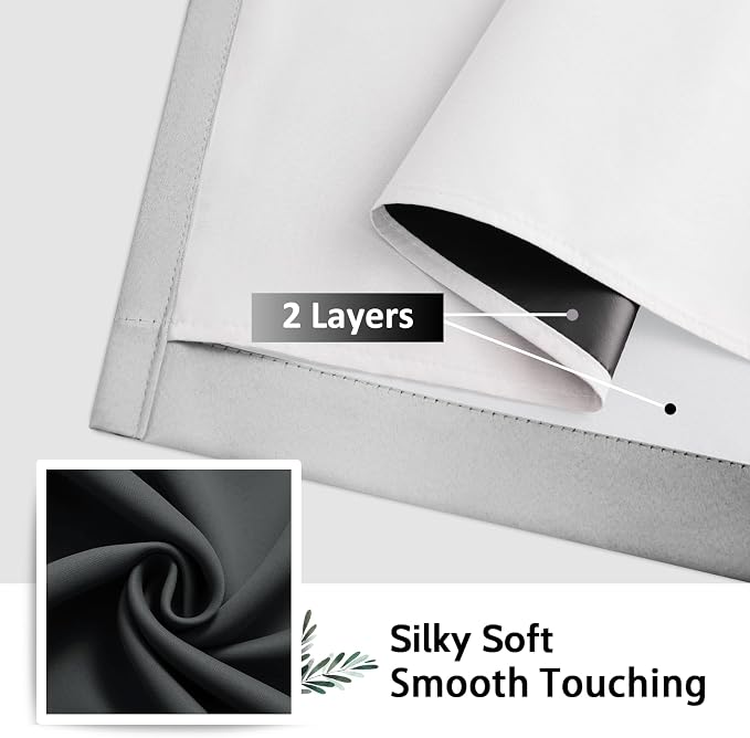 SimpleHome Ombre Black 100% Blackout Bedroom Curtains with White Liner 84L | 84 Inches Long,Room Darkening Thermal Insulated Grommet Curtain for Living Room,Window Gradient Drapes,2 Panels Set,52Wx84L