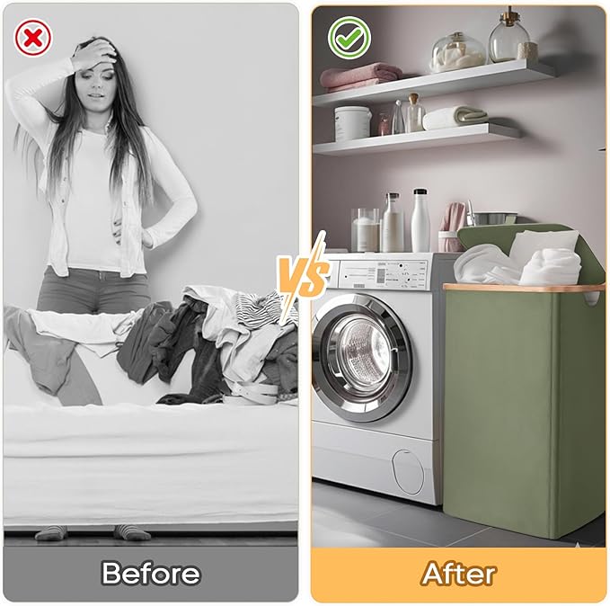 BALEINE 70L Laundry Hamper with Lid, Large Laundry Basket Bin | Large Capacity, Easy-Access Lid, Shape-Retaining Structure, Pull Handles, Ideal for Bedroom, Dorm, Laundry Room