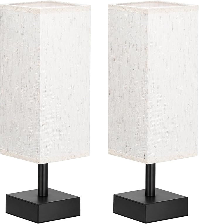 aooshine Beige Bedroom Table Lamp Set - Bedside Lamps for Nightstand Set of 2, Minimalist Lamps for Desk, Dorm, Kids Room, Bulb Not Included | Inline Rocker Switch, Corded Electric, Bulb Not Included, 12.8" Mini Table Lamps for Bedroom, Nightstand, Des...