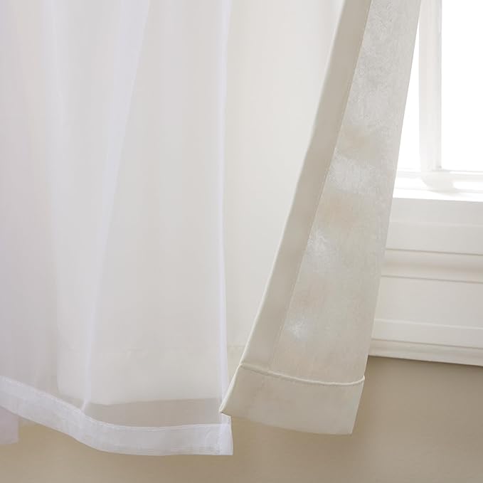 TOWN & COUNTRY LUXE Talia Double Layer Indoor Curtains, Sheer and Room Darkening Blackout, Grommet Top, Energy Efficient, 2-Pack Set, 52"x63", Winter White